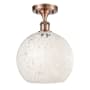 Innovations Lighting White Mouchette 10" Wide Semi-Flush Ceiling Fixture Antique Copper