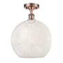 Innovations Lighting White Mouchette 12" Wide Semi-Flush Ceiling Fixture Antique Copper