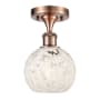Innovations Lighting White Mouchette 6" Wide Semi-Flush Ceiling Fixture Antique Copper