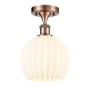 Innovations Lighting White Venetian 8" Wide Semi-Flush Ceiling Fixture Antique Copper
