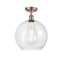 Innovations Lighting Athens 12" Wide Semi-Flush Globe Ceiling Fixture Antique Copper / Clear