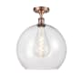 Innovations Lighting Athens 14" Wide Semi-Flush Globe Ceiling Fixture Antique Copper / Clear