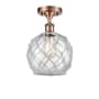 Innovations Lighting Farmhouse Rope 8" Wide Semi-Flush Ceiling Fixture Antique Copper / Clear Glass with White Rope