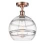 Innovations Lighting Rochester 10" Wide Semi-Flush Ceiling Fixture Antique Copper / Clear