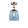 Innovations Lighting Bella 6" Wide Semi-Flush Ceiling Fixture Antique Copper / Blue
