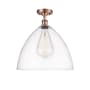 Innovations Lighting Bristol Glass 16" Wide Semi-Flush Ceiling Fixture Antique Copper / Clear