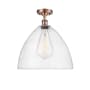Innovations Lighting Bristol Glass 16" Wide Semi-Flush Ceiling Fixture Antique Copper / Seedy