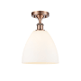 Innovations Lighting Bristol Glass 9" Wide Semi-Flush Ceiling Fixture Antique Copper / Matte White