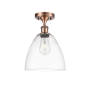 Innovations Lighting Bristol 9" Wide Semi-Flush Ceiling Fixture Antique Copper / Clear