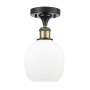 Innovations Lighting Belfast 6" Wide Semi-Flush Ceiling Fixture Black Antique Brass / Matte White