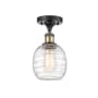 Innovations Lighting Belfast 6" Wide Semi-Flush Globe Ceiling Fixture Black Antique Brass / Deco Swirl