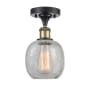 Innovations Lighting Belfast 6" Wide Semi-Flush Ceiling Fixture Black Antique Brass / Clear Crackle