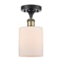 Innovations Lighting Cobbleskill 5" Wide Semi-Flush Ceiling Fixture Black Antique Brass / Matte White