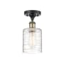 Innovations Lighting Cobbleskill 5" Wide Semi-Flush Ceiling Fixture Black Antique Brass / Deco Swirl