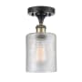 Innovations Lighting Cobbleskill 5" Wide Semi-Flush Ceiling Fixture Black Antique Brass / Clear