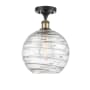 Innovations Lighting Large Deco Swirl 10" Wide Semi-Flush Ceiling Fixture Black Antique Brass / Clear
