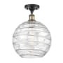 Innovations Lighting X-Large Deco Swirl 12" Wide Semi-Flush Ceiling Fixture Black Antique Brass / Clear
