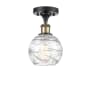 Innovations Lighting Small Deco Swirl 6" Wide Semi-Flush Ceiling Fixture Black Antique Brass / Clear