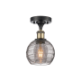 Innovations Lighting Athens Deco Swirl 6" Wide Semi-Flush Ceiling Fixture Black Antique Brass