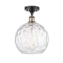 Innovations Lighting Athens 10" Wide Semi-Flush Globe Ceiling Fixture Black Antique Brass / Clear Water Glass