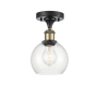 Innovations Lighting Athens Deco Swirl 6" Wide Semi-Flush Ceiling Fixture Black Antique Brass / Clear