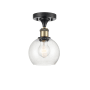 Innovations Lighting Athens Deco Swirl 6" Wide Semi-Flush Ceiling Fixture Black Antique Brass / Seedy