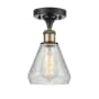 Innovations Lighting Conesus 6" Wide Semi-Flush Ceiling Fixture Black Antique Brass / Clear Crackle