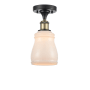 Innovations Lighting Ellery 5" Wide Semi-Flush Ceiling Fixture Black Antique Brass / White