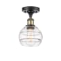 Innovations Lighting Rochester 6" Wide Semi-Flush Ceiling Fixture Black Antique Brass / Clear