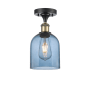 Innovations Lighting Bella 6" Wide Semi-Flush Ceiling Fixture Black Antique Brass / Blue