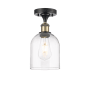 Innovations Lighting Bella 6" Wide Semi-Flush Ceiling Fixture Black Antique Brass / Clear
