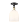 Innovations Lighting Bella 6" Wide Semi-Flush Ceiling Fixture Black Antique Brass / White