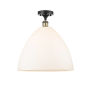 Innovations Lighting Bristol Glass 16" Wide Semi-Flush Ceiling Fixture Black Antique Brass / Matte White