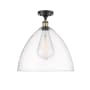 Innovations Lighting Bristol Glass 16" Wide Semi-Flush Ceiling Fixture Black Antique Brass / Clear