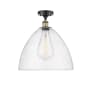 Innovations Lighting Bristol Glass 16" Wide Semi-Flush Ceiling Fixture Black Antique Brass / Seedy