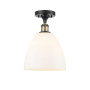 Innovations Lighting Bristol Glass 9" Wide Semi-Flush Ceiling Fixture Black Antique Brass / Matte White