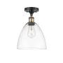 Innovations Lighting Bristol 9" Wide Semi-Flush Ceiling Fixture Black Antique Brass / Clear