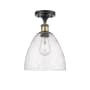 Innovations Lighting Bristol Glass 9" Wide Semi-Flush Ceiling Fixture Black Antique Brass / Seedy
