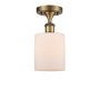 Innovations Lighting Cobbleskill 5" Wide Semi-Flush Ceiling Fixture Brushed Brass / Matte White