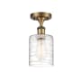 Innovations Lighting Cobbleskill 5" Wide Semi-Flush Ceiling Fixture Brushed Brass / Deco Swirl