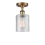 Innovations Lighting Cobbleskill 5" Wide Semi-Flush Ceiling Fixture Brushed Brass / Clear