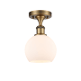 Innovations Lighting Athens Deco Swirl 6" Wide Semi-Flush Ceiling Fixture Brushed Brass / Matte White