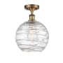 Innovations Lighting Large Deco Swirl 10" Wide Semi-Flush Ceiling Fixture Brushed Brass / Clear