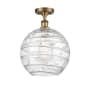 Innovations Lighting X-Large Deco Swirl 12" Wide Semi-Flush Ceiling Fixture Brushed Brass / Clear