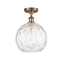 Innovations Lighting Athens 10" Wide Semi-Flush Globe Ceiling Fixture Brushed Brass / Clear Water Glass