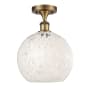 Innovations Lighting White Mouchette 10" Wide Semi-Flush Ceiling Fixture Brushed Brass