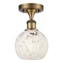 Innovations Lighting White Mouchette 6" Wide Semi-Flush Ceiling Fixture Brushed Brass