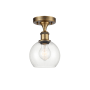 Innovations Lighting Athens Deco Swirl 6" Wide Semi-Flush Ceiling Fixture Brushed Brass / Clear