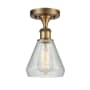 Innovations Lighting Conesus 6" Wide Semi-Flush Ceiling Fixture Brushed Brass / Clear Crackle