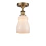 Innovations Lighting Ellery 5" Wide Semi-Flush Ceiling Fixture Brushed Brass / White
